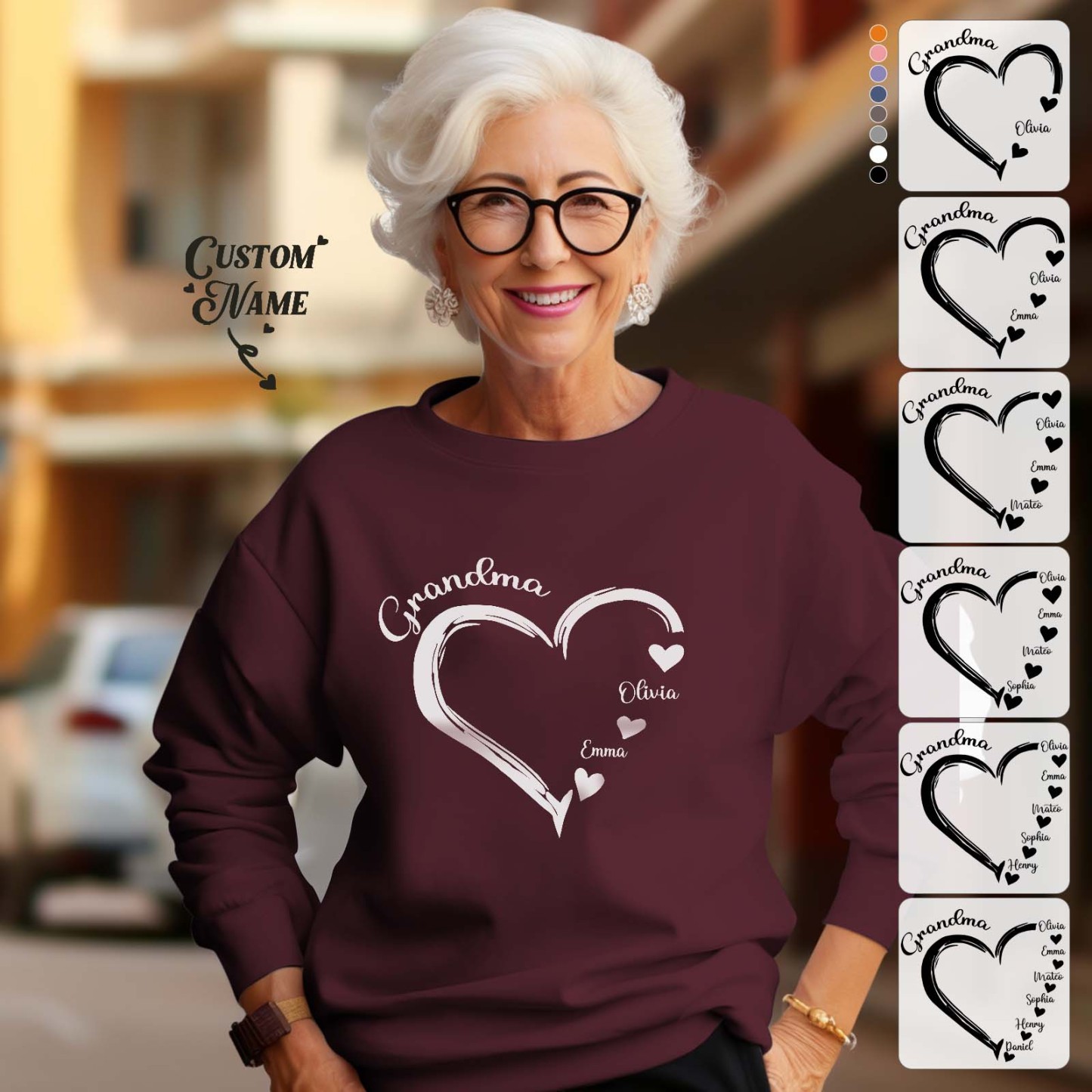 Custom Mama Grandma Round Neck Sweatshirt Personalized Crewneck Sweatshirts Mother's Day Gift - MyFaceBoxer