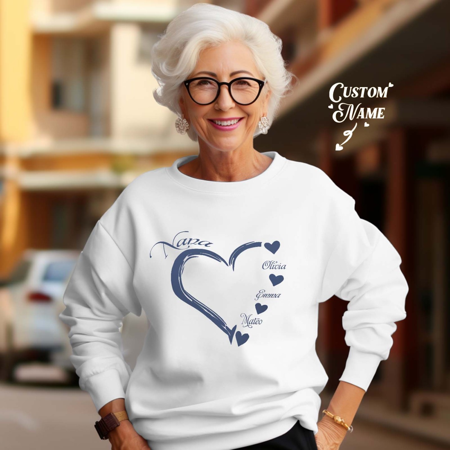 Custom Mama Grandma Round Neck Sweatshirt Personalized Crewneck Sweatshirts Mother's Day Gift - MyFaceBoxer