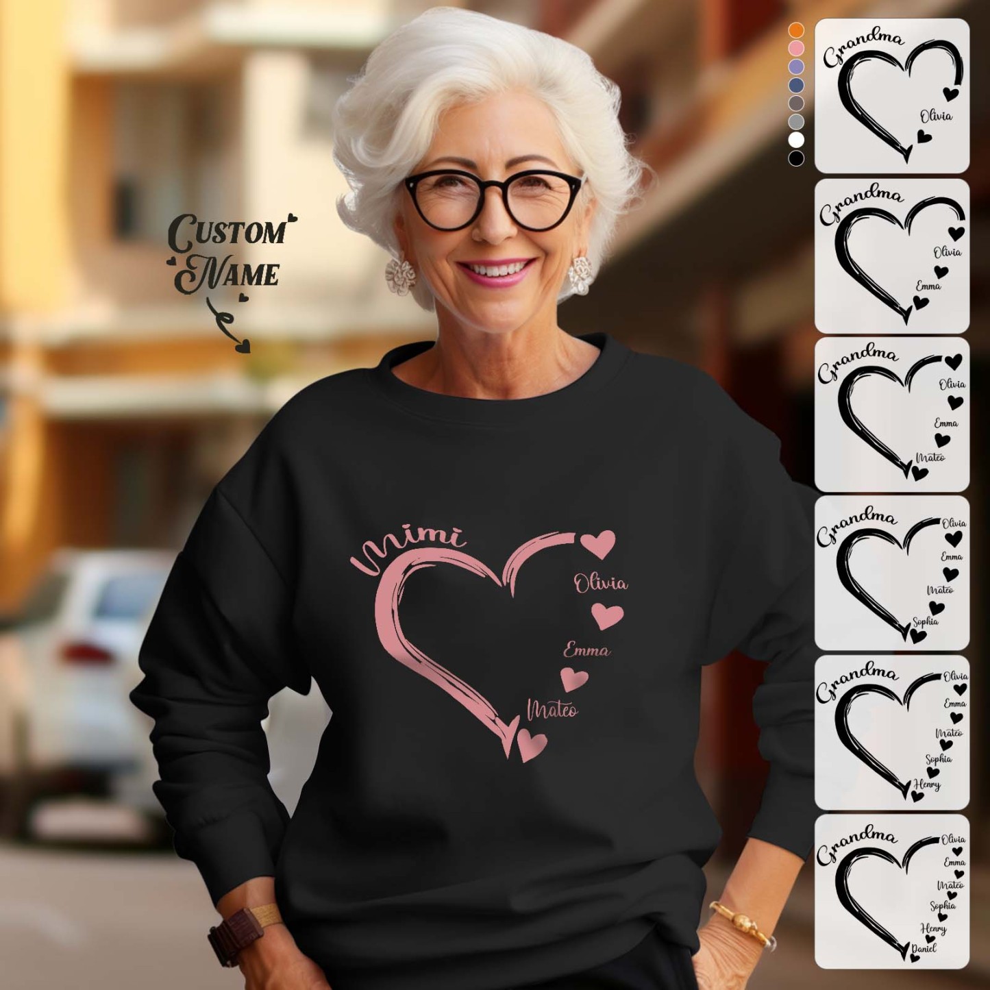 Custom Mama Grandma Round Neck Sweatshirt Personalized Crewneck Sweatshirts Mother's Day Gift - MyFaceBoxer