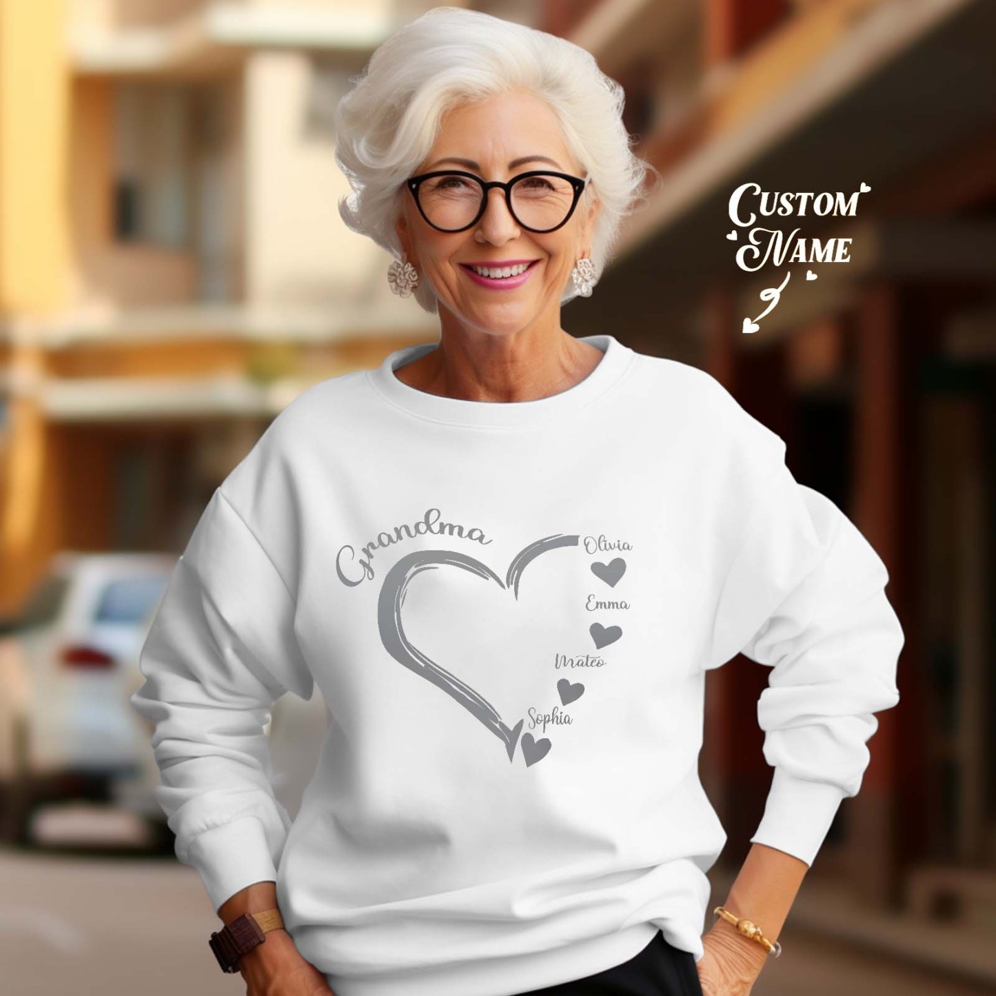 Custom Mama Grandma Round Neck Sweatshirt Personalized Crewneck Sweatshirts Mother's Day Gift - MyFaceBoxer