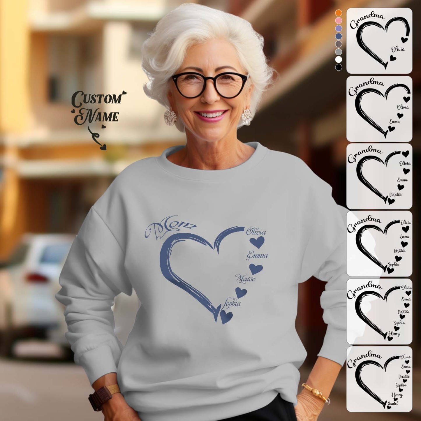 Custom Mama Grandma Round Neck Sweatshirt Personalized Crewneck Sweatshirts Mother's Day Gift - MyFaceBoxer