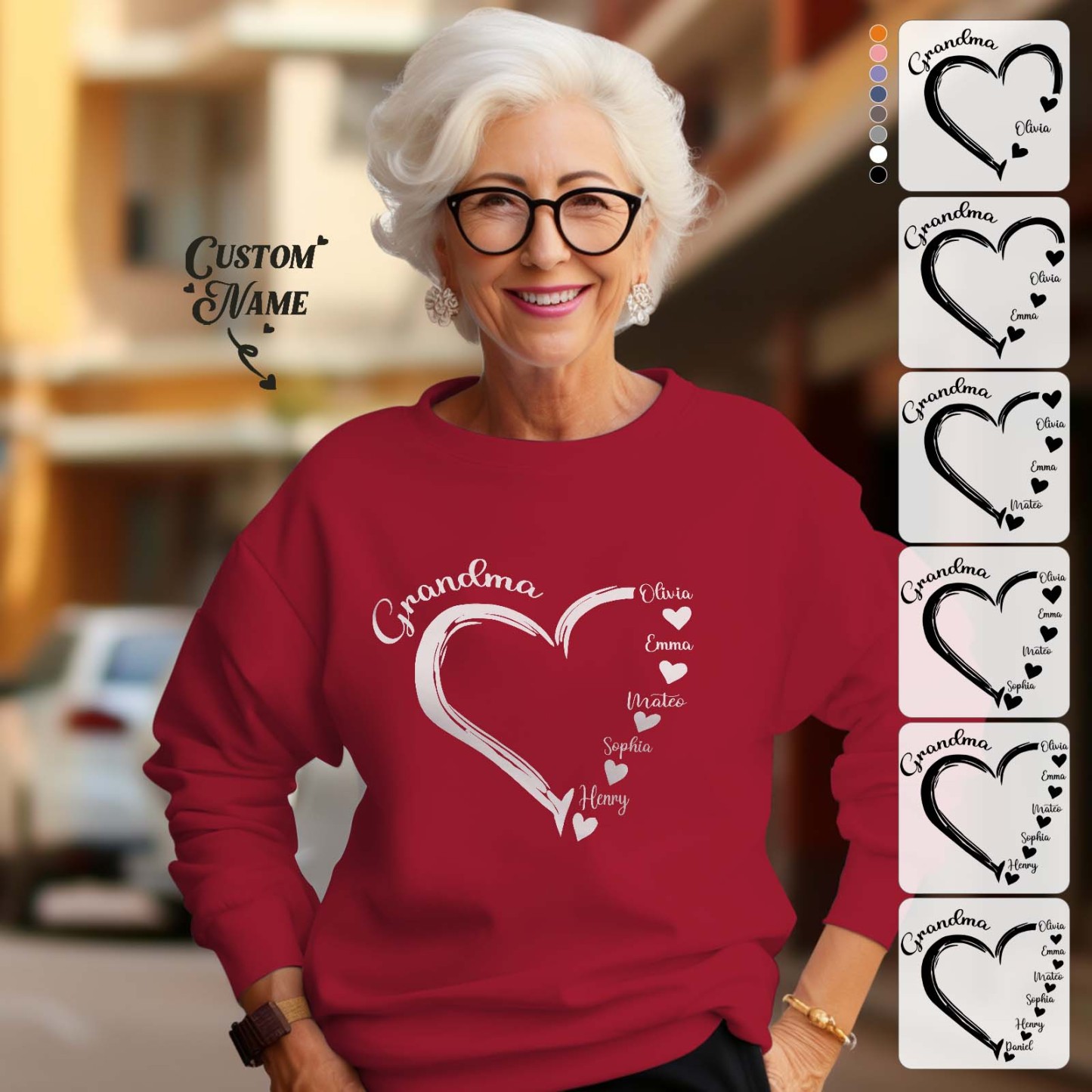 Custom Mama Grandma Round Neck Sweatshirt Personalized Crewneck Sweatshirts Mother's Day Gift - MyFaceBoxer