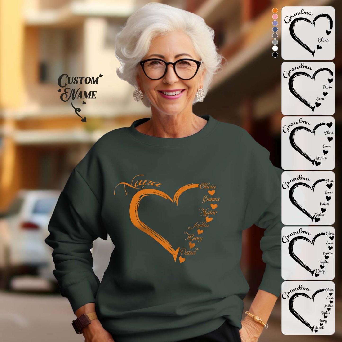 Custom Mama Grandma Round Neck Sweatshirt Personalized Crewneck Sweatshirts Mother's Day Gift - MyFaceBoxer