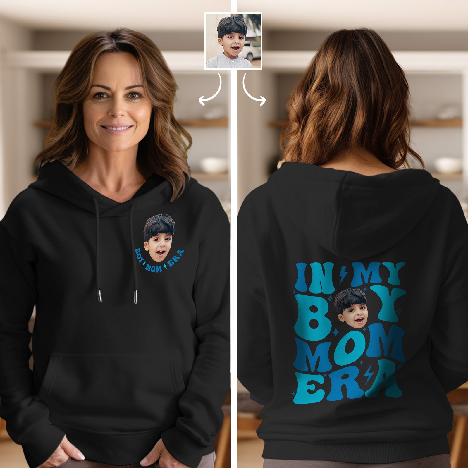 Custom Face In My Boy Mom Girl Mom Era Hoodie Personalized Photo Hoodie Mother's Day Gift