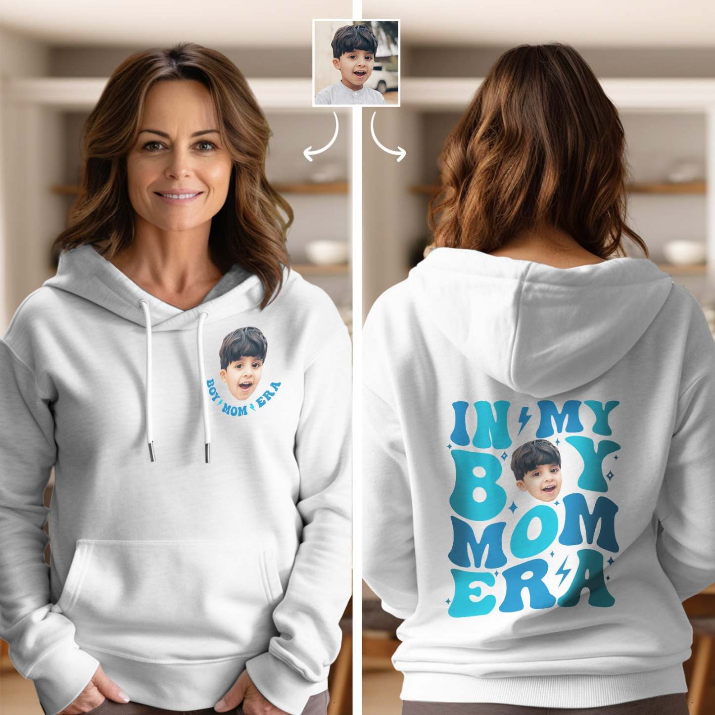 Custom Face In My Boy Mom Girl Mom Era Hoodie Personalized Photo Hoodie Mother's Day Gift - MyFaceBoxer