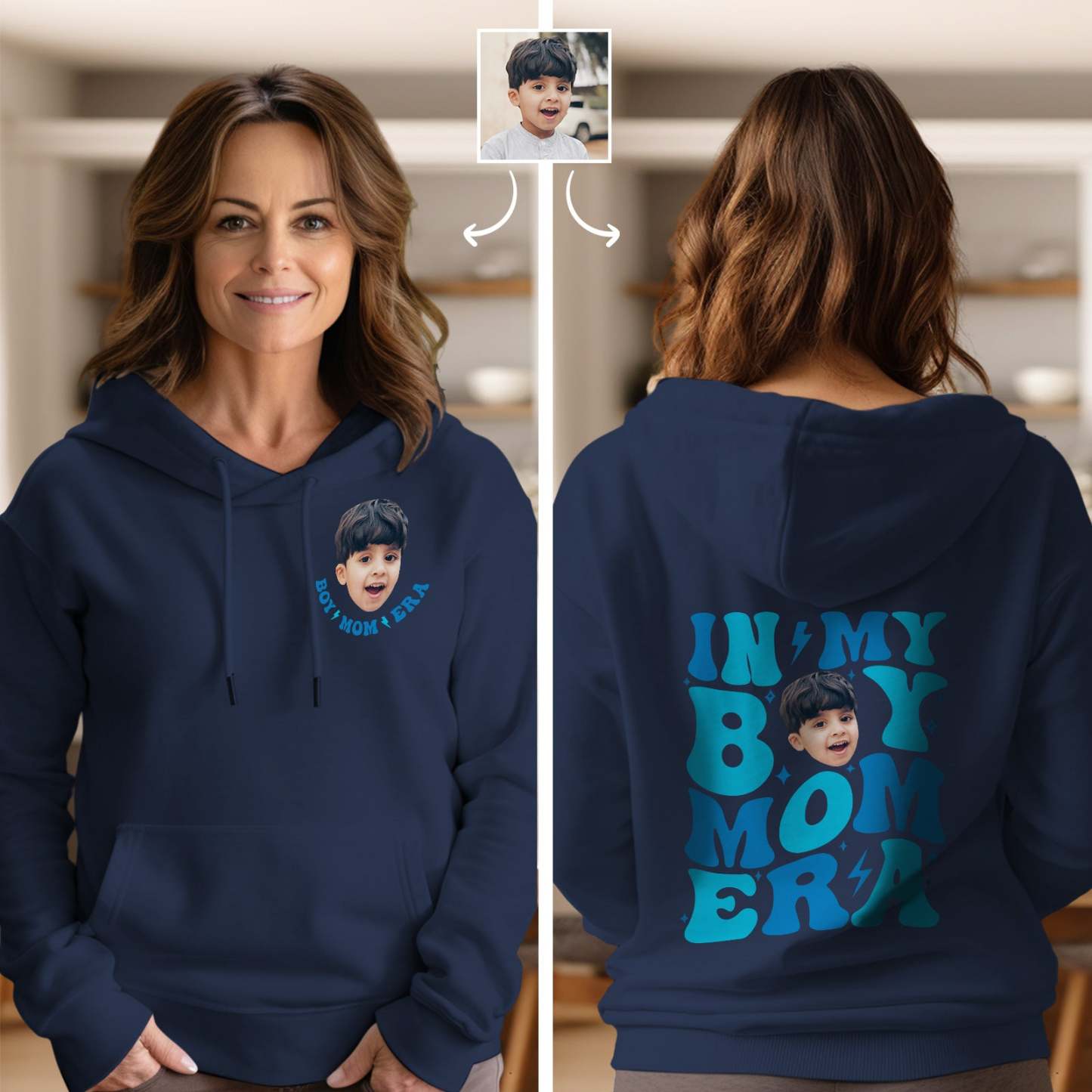 Custom Face In My Boy Mom Girl Mom Era Hoodie Personalized Photo Hoodie Mother's Day Gift - MyFaceBoxer