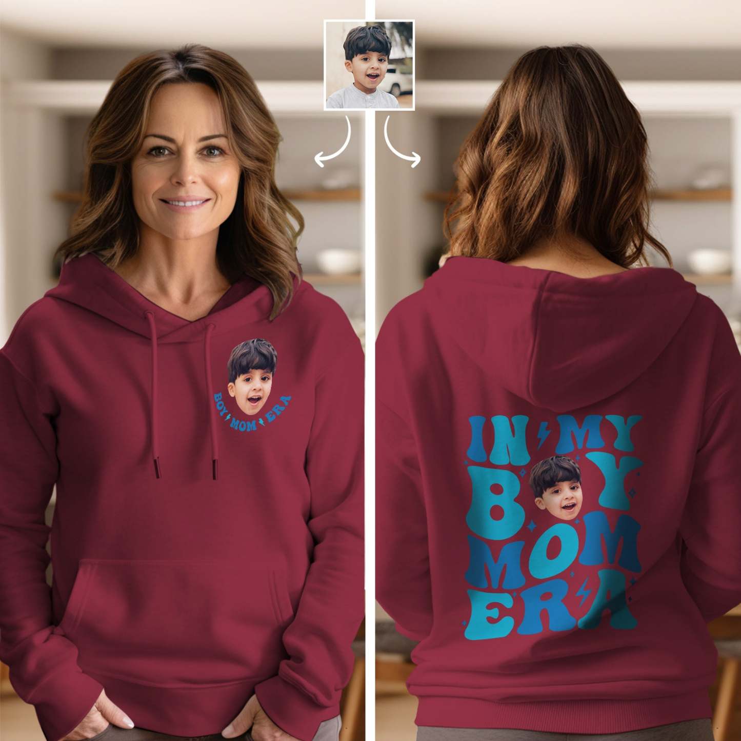 Custom Face In My Boy Mom Girl Mom Era Hoodie Personalized Photo Hoodie Mother's Day Gift - MyFaceBoxer