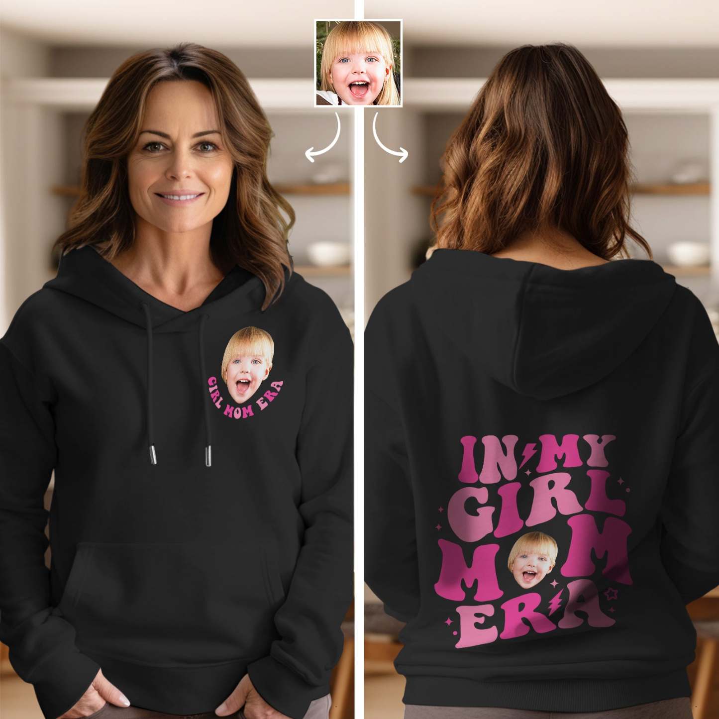 Custom Face In My Boy Mom Girl Mom Era Hoodie Personalized Photo Hoodie Mother's Day Gift - MyFaceBoxer