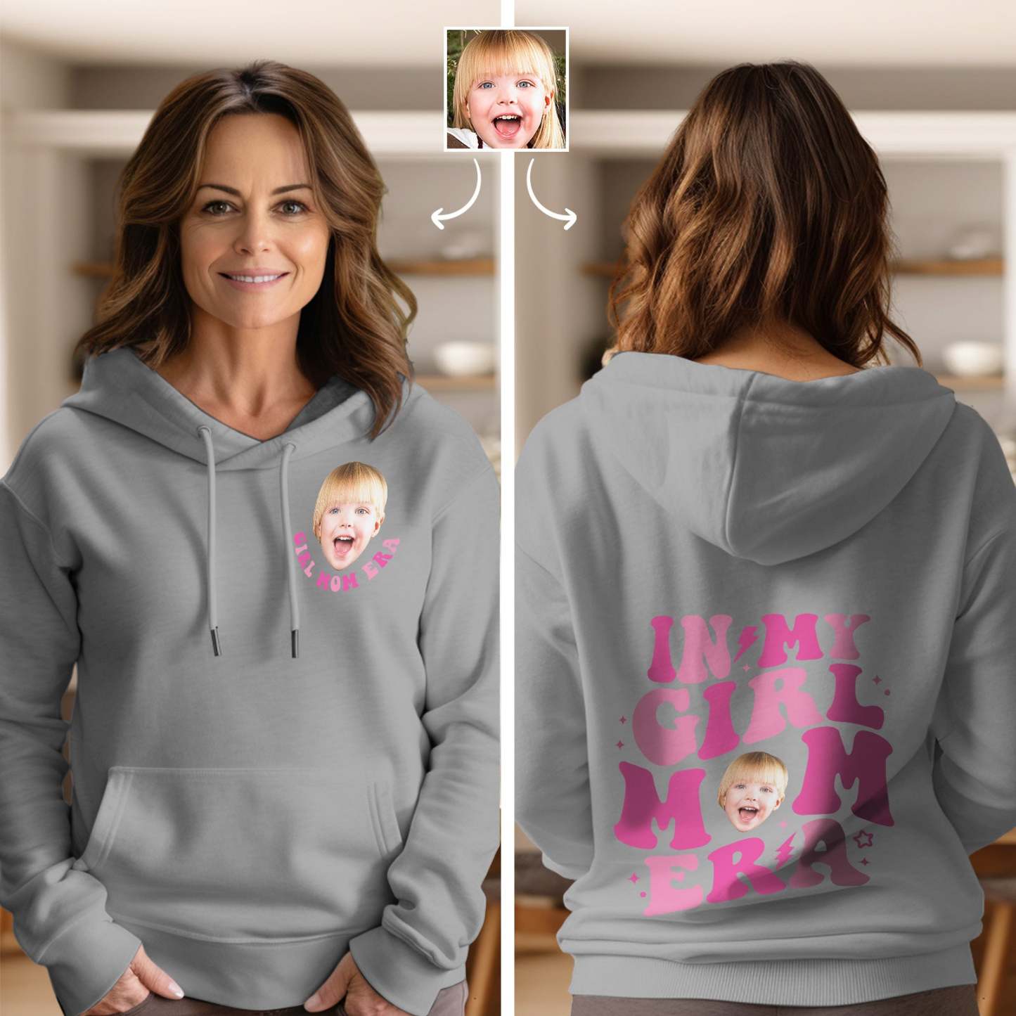 Custom Face In My Boy Mom Girl Mom Era Hoodie Personalized Photo Hoodie Mother's Day Gift - MyFaceBoxer