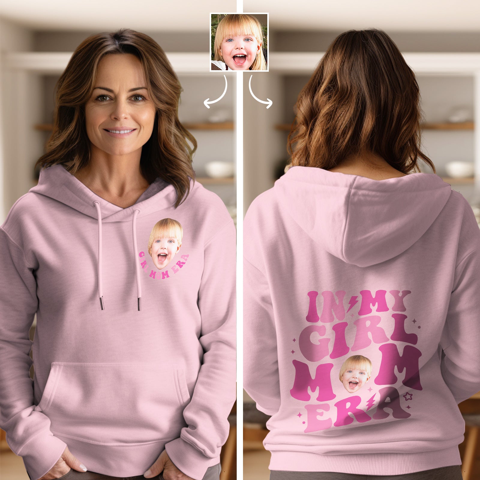 Custom Face In My Boy Mom Girl Mom Era Hoodie Personalized Photo Hoodie Mother's Day Gift