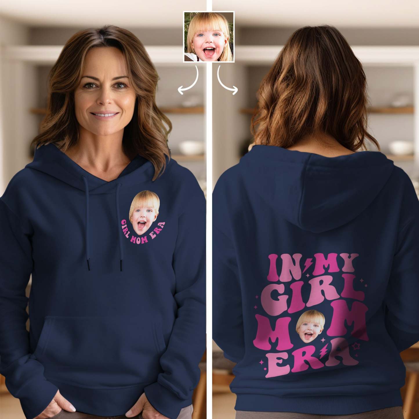 Custom Face In My Boy Mom Girl Mom Era Hoodie Personalized Photo Hoodie Mother's Day Gift - MyFaceBoxer
