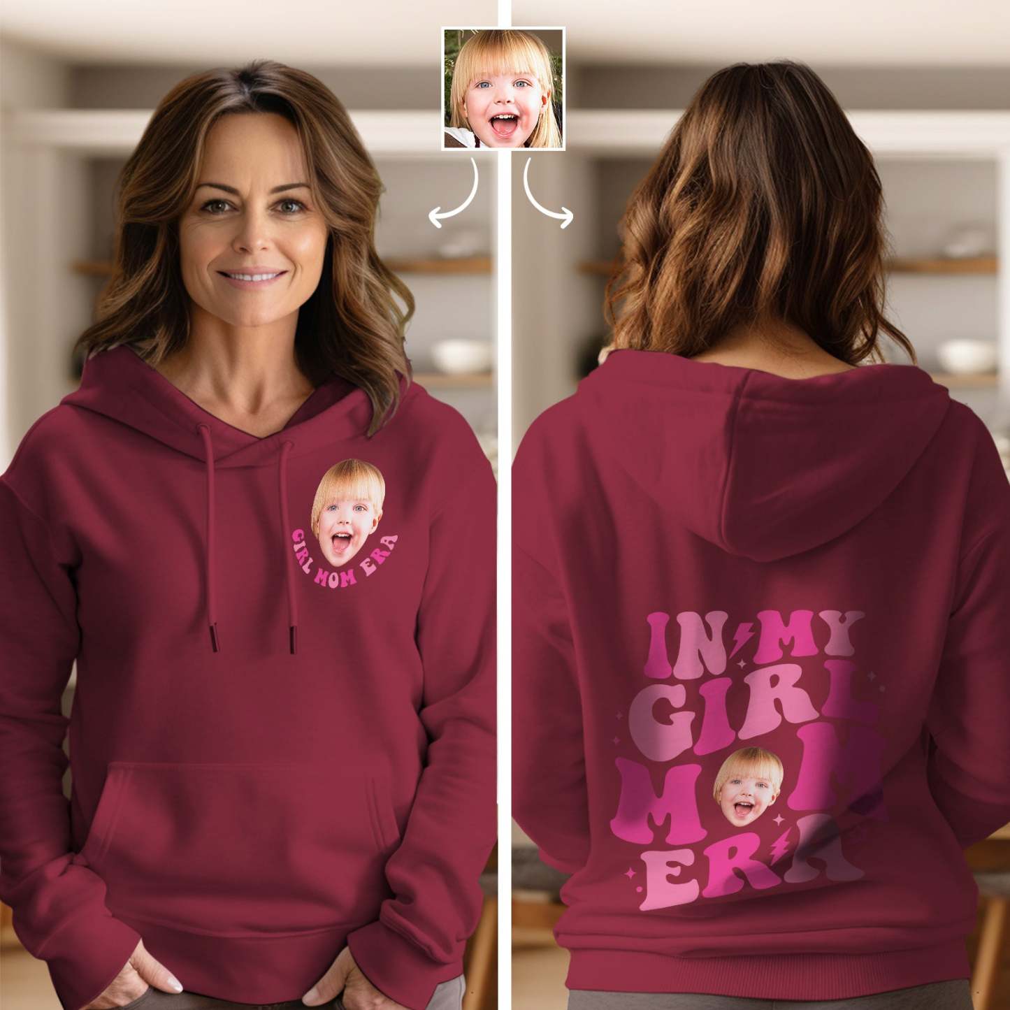 Custom Face In My Boy Mom Girl Mom Era Hoodie Personalized Photo Hoodie Mother's Day Gift - MyFaceBoxer