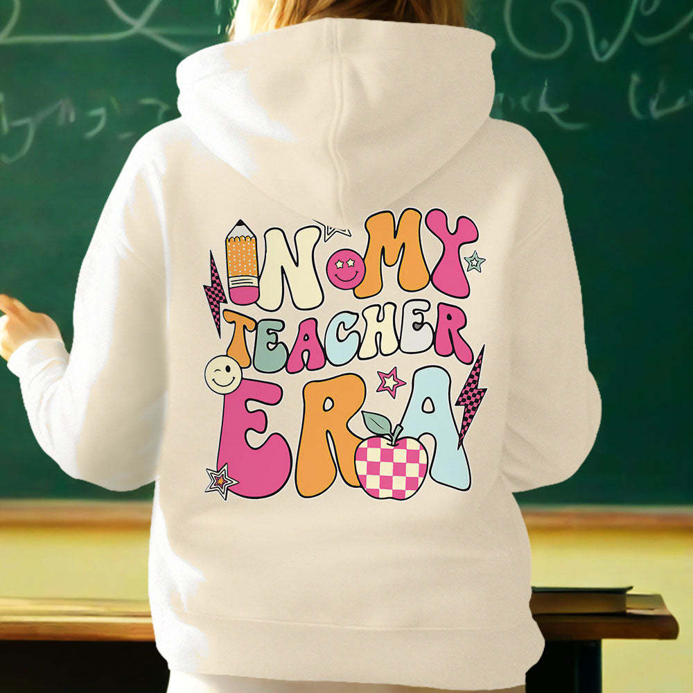 Personalized In My Teacher Era Hooded Sweatshirt Teacher Custom Name Hooded Sweatshirt Back to School Gifts - MyFaceBoxer