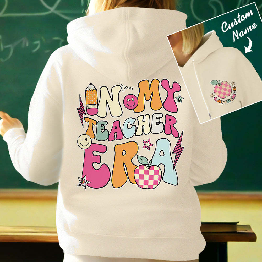 Personalized In My Teacher Era Hooded Sweatshirt Teacher Custom Name Hooded Sweatshirt Back to School Gifts - MyFaceBoxer