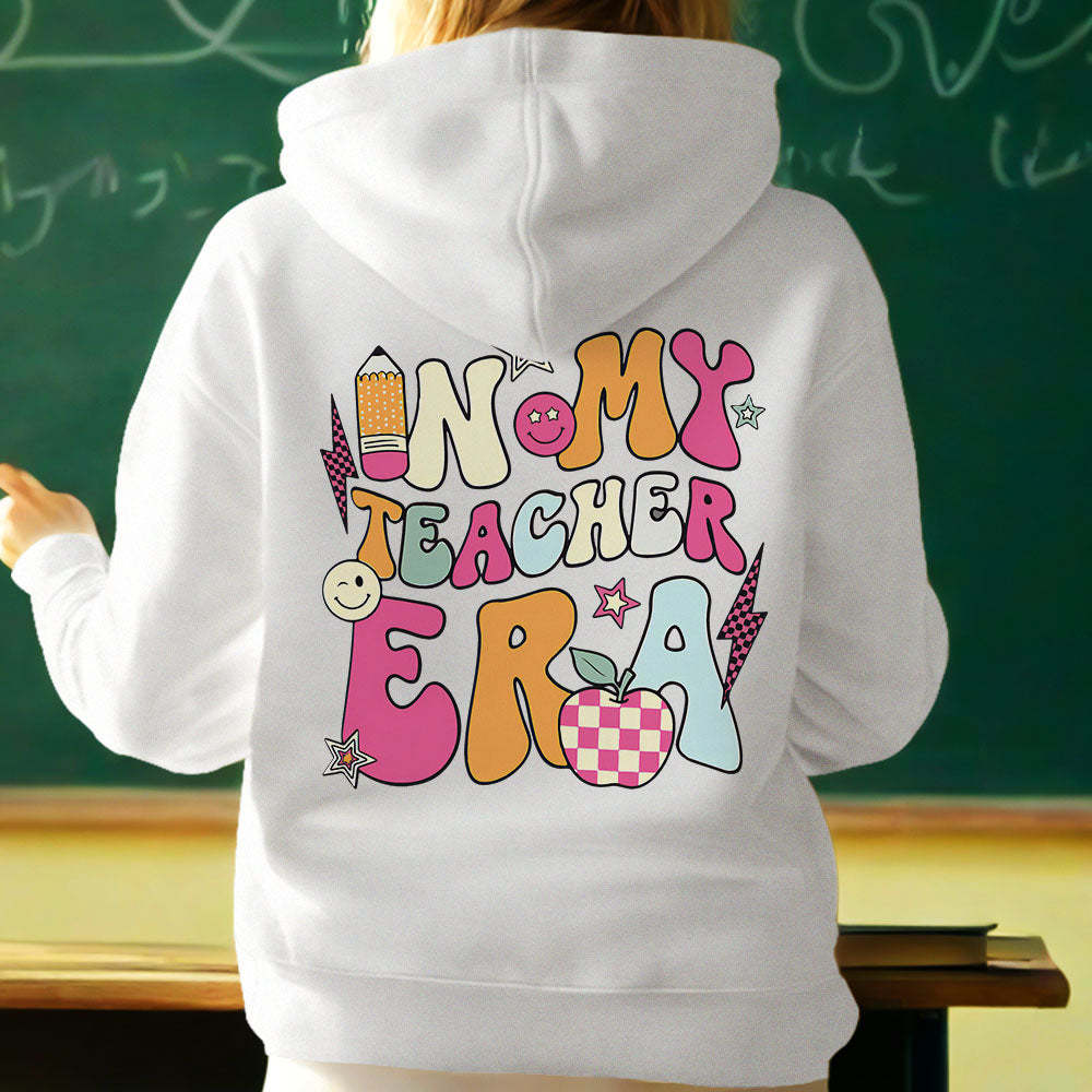 Personalized In My Teacher Era Hooded Sweatshirt Teacher Custom Name Hooded Sweatshirt Back to School Gifts - MyFaceBoxer