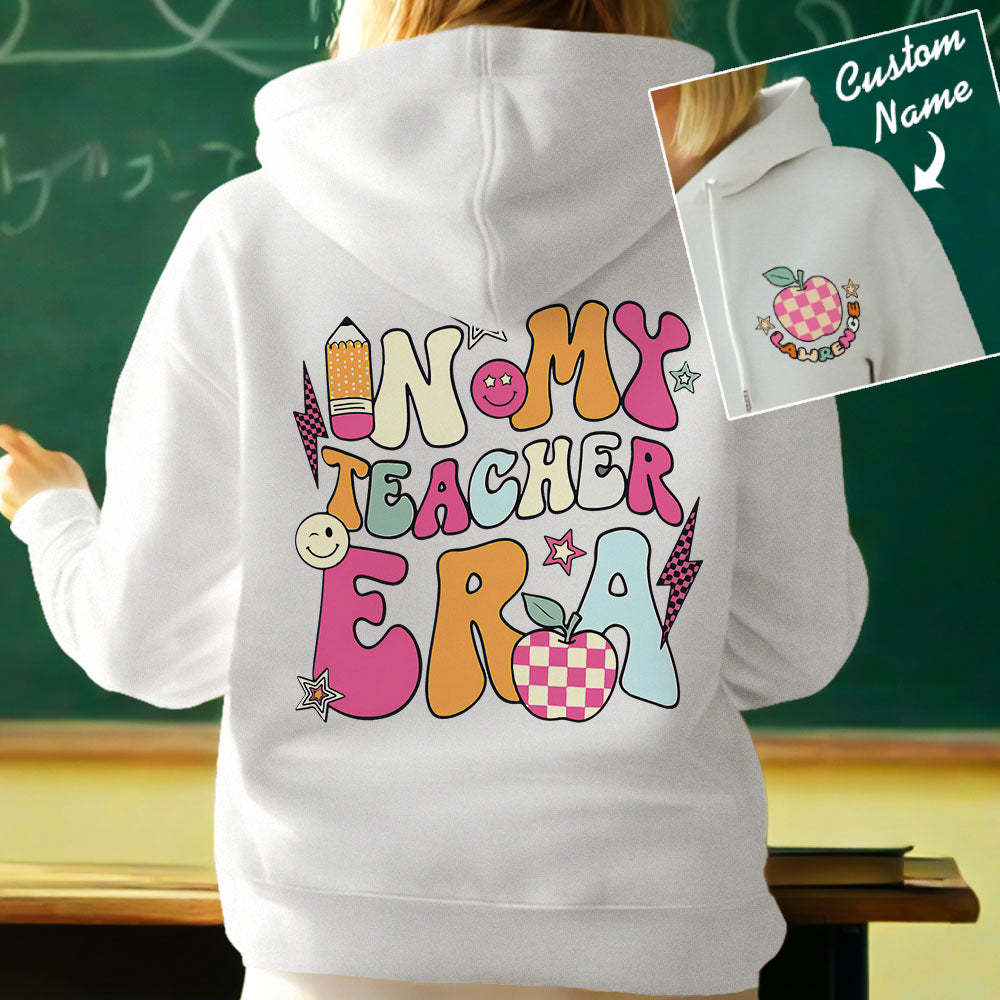 Personalized In My Teacher Era Hooded Sweatshirt Teacher Custom Name Hooded Sweatshirt Back to School Gifts - MyFaceBoxer
