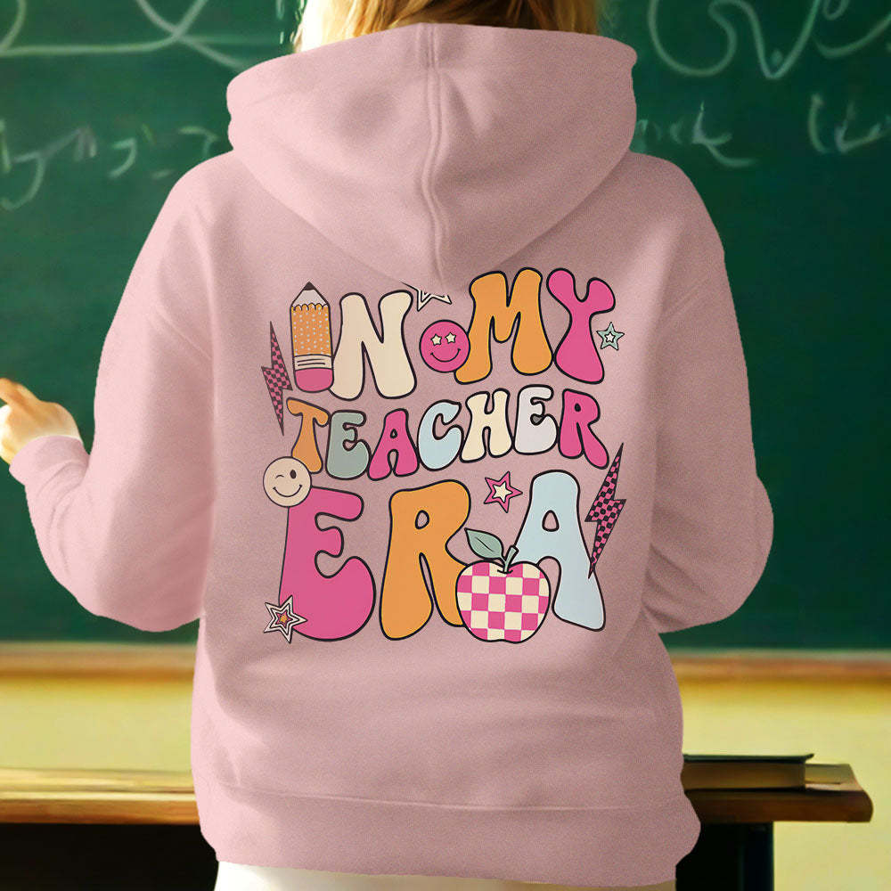 Personalized In My Teacher Era Hooded Sweatshirt Teacher Custom Name Hooded Sweatshirt Back to School Gifts - MyFaceBoxer