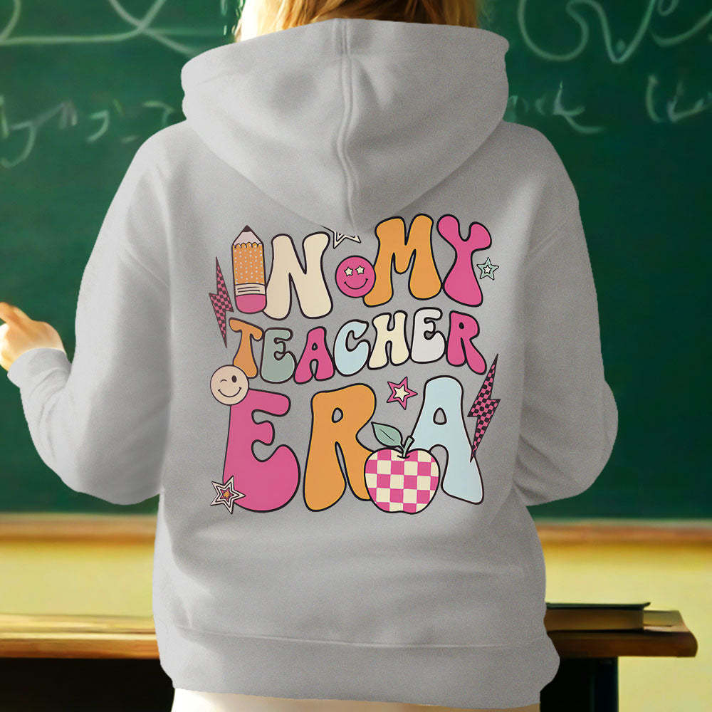 Personalized In My Teacher Era Hooded Sweatshirt Teacher Custom Name Hooded Sweatshirt Back to School Gifts - MyFaceBoxer