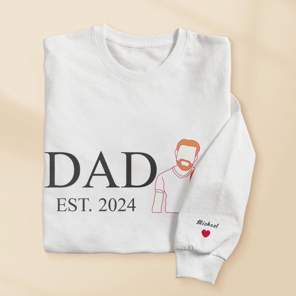 Custom Dad Photo Embroidered Sweatshirt Hoodie Keepsake Gift For Father's Day