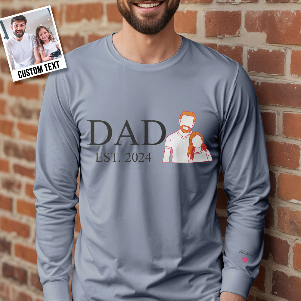 Custom Dad Photo Embroidered Sweatshirt Hoodie Keepsake Gift For Father's Day