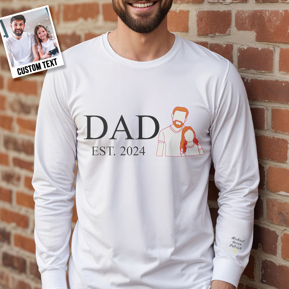 Custom Dad Photo Embroidered Sweatshirt Hoodie Keepsake Gift For Father's Day