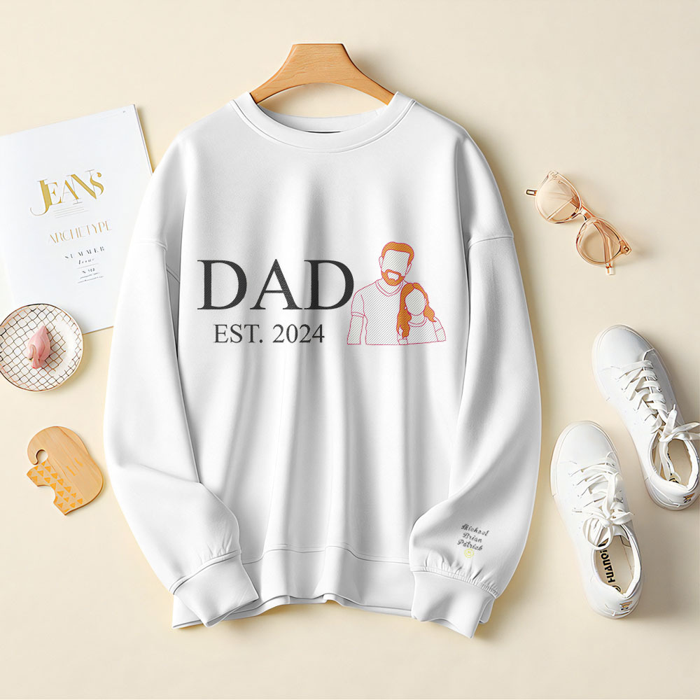 Custom Dad Photo Embroidered Sweatshirt Hoodie Keepsake Gift For Father's Day