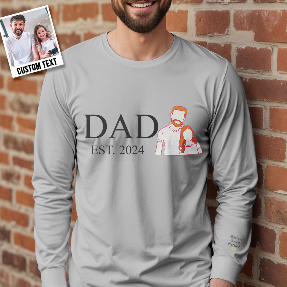 Custom Dad Photo Embroidered Sweatshirt Hoodie Keepsake Gift For Father's Day