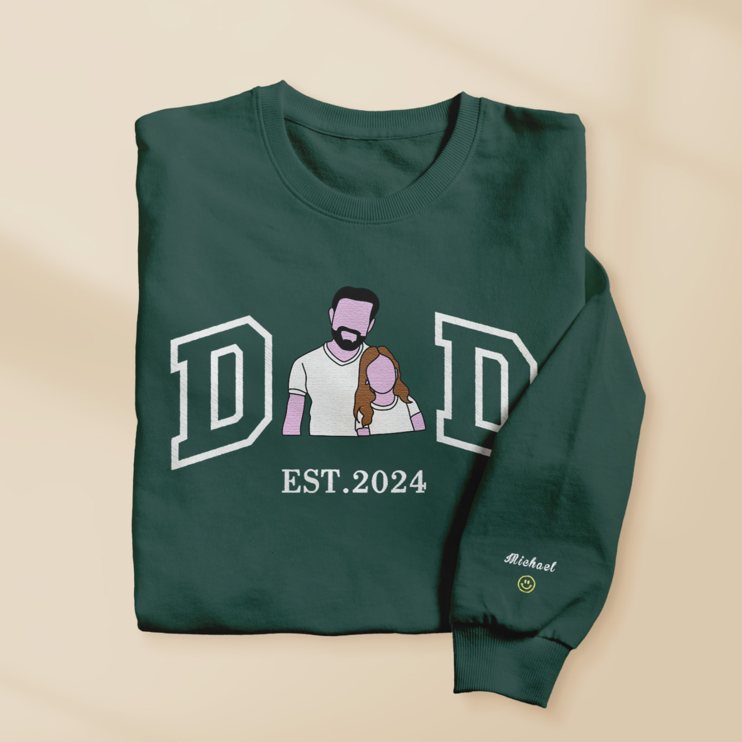 Custom Embroidered Portrait Sweatshirt for Dad Father's Day Gift