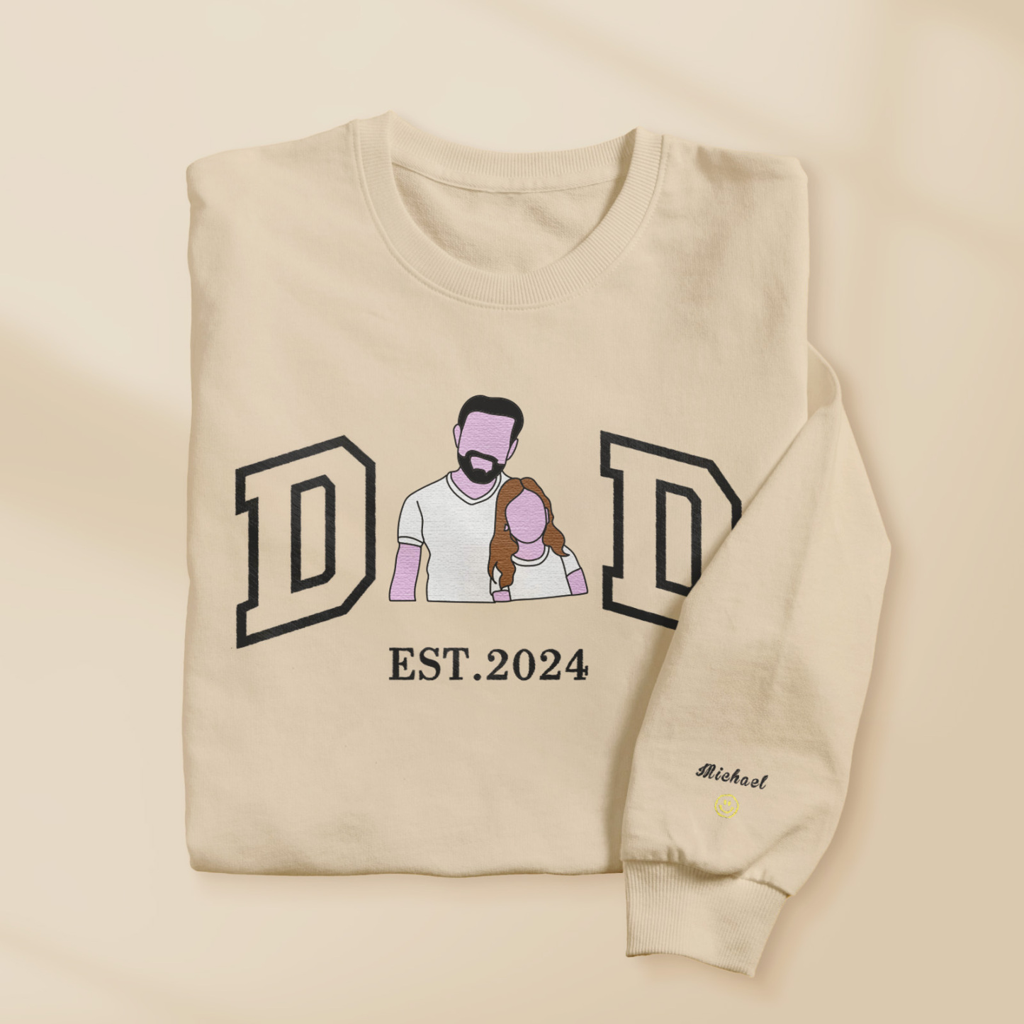 Custom Embroidered Portrait Sweatshirt for Dad Father's Day Gift
