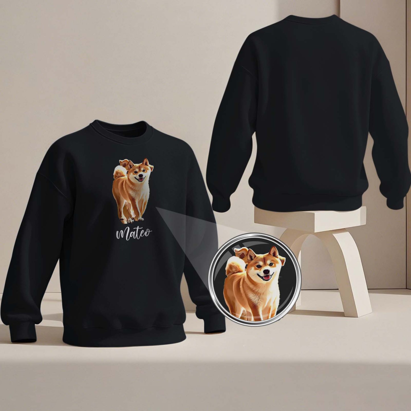 Custom Pet Photo Round Neck Unisex Sweatshirt Personalized Crewneck Sweatshirts for Pet Lover
