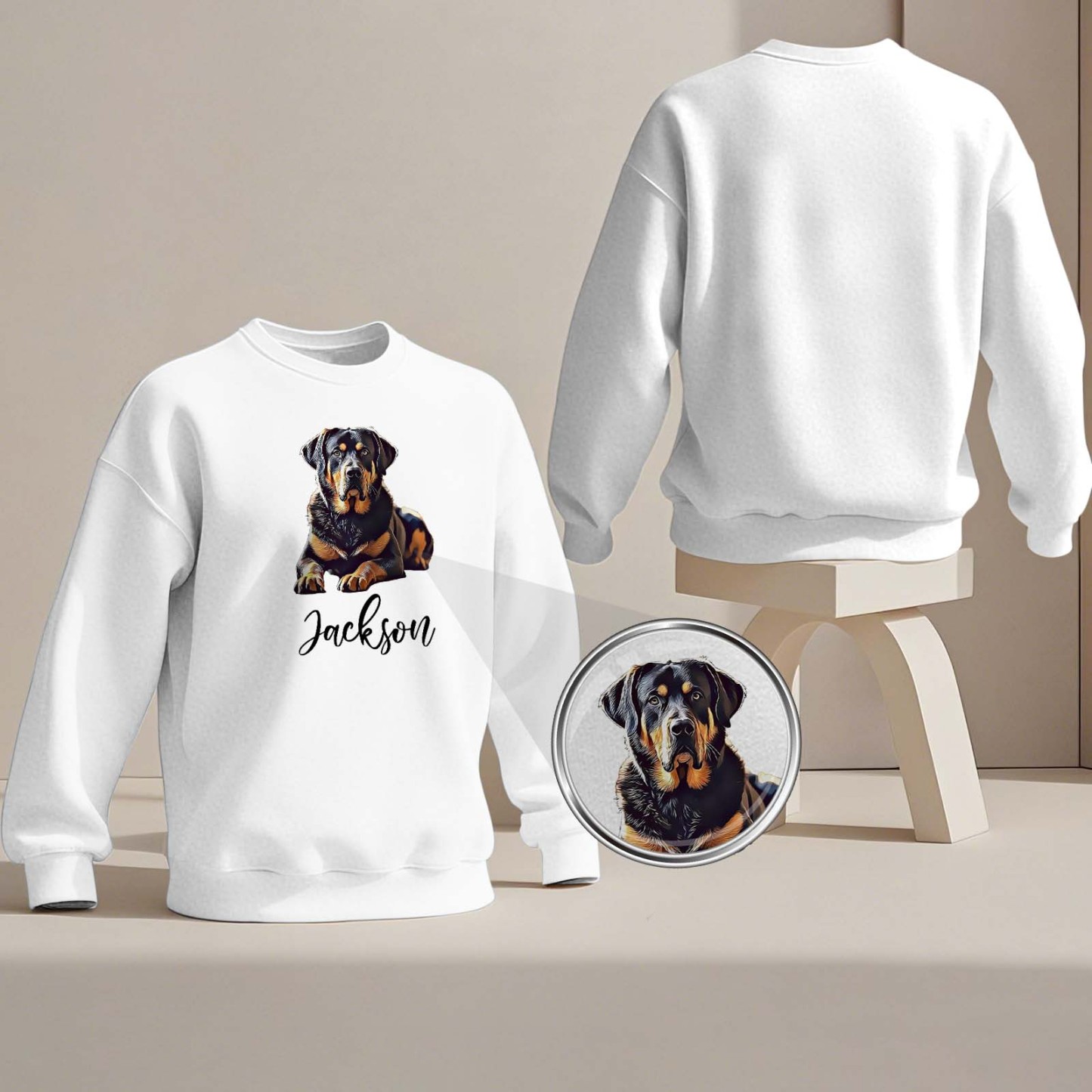 Custom Pet Photo Round Neck Unisex Sweatshirt Personalized Crewneck Sweatshirts for Pet Lover