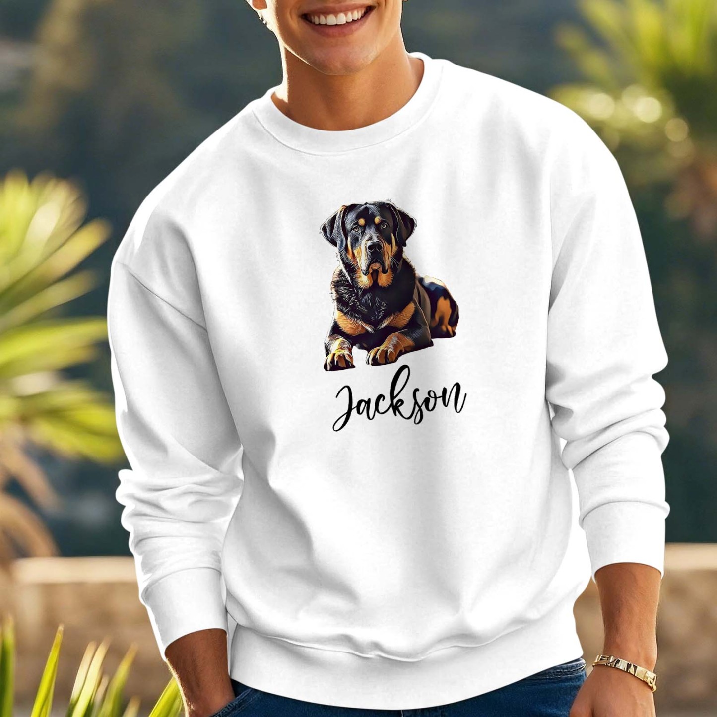 Custom Pet Photo Round Neck Unisex Sweatshirt Personalized Crewneck Sweatshirts for Pet Lover