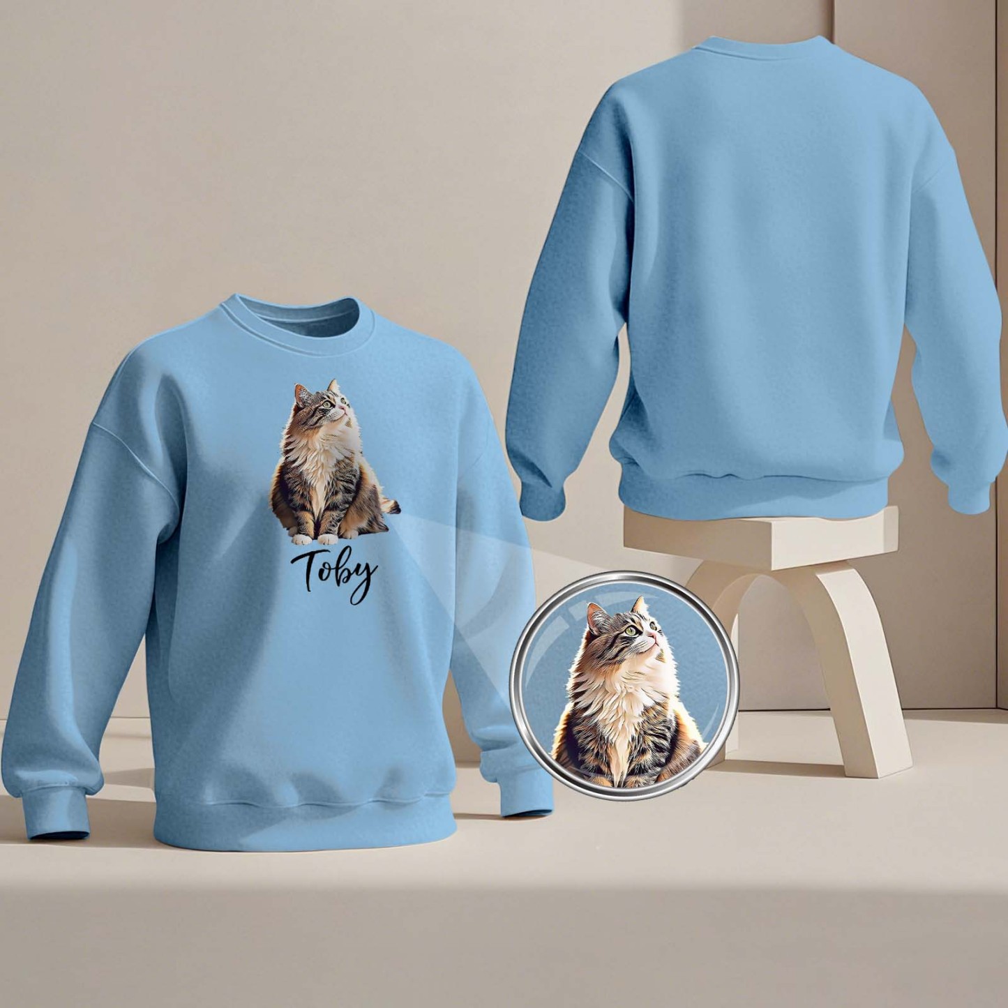 Custom Pet Photo Round Neck Unisex Sweatshirt Personalized Crewneck Sweatshirts for Pet Lover