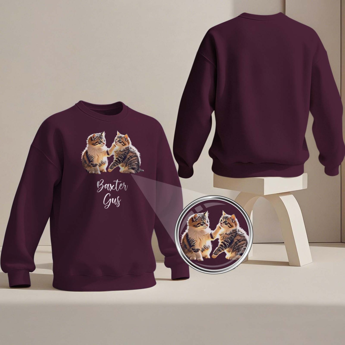 Custom Pet Photo Round Neck Unisex Sweatshirt Personalized Crewneck Sweatshirts for Pet Lover