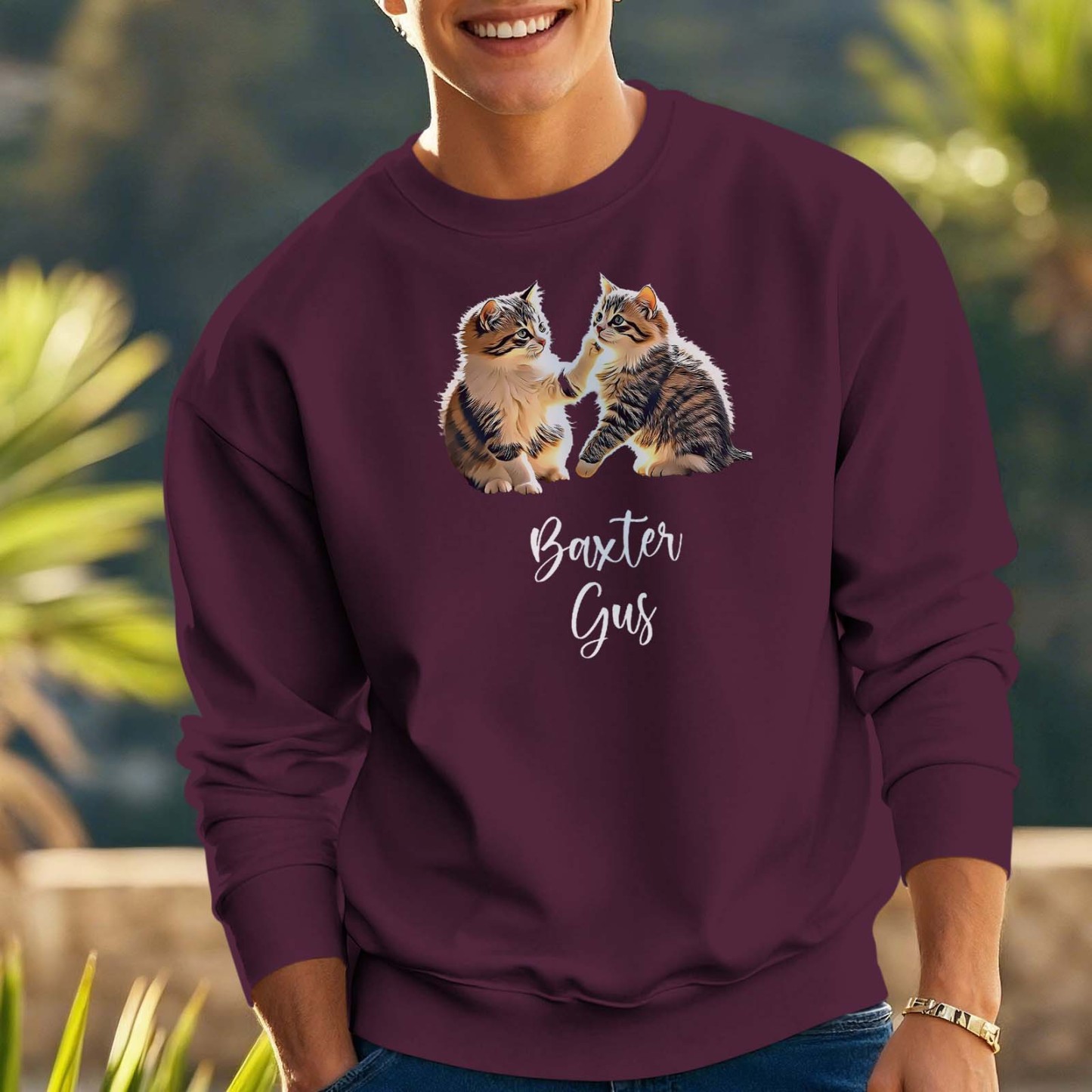 Custom Pet Photo Round Neck Unisex Sweatshirt Personalized Crewneck Sweatshirts for Pet Lover