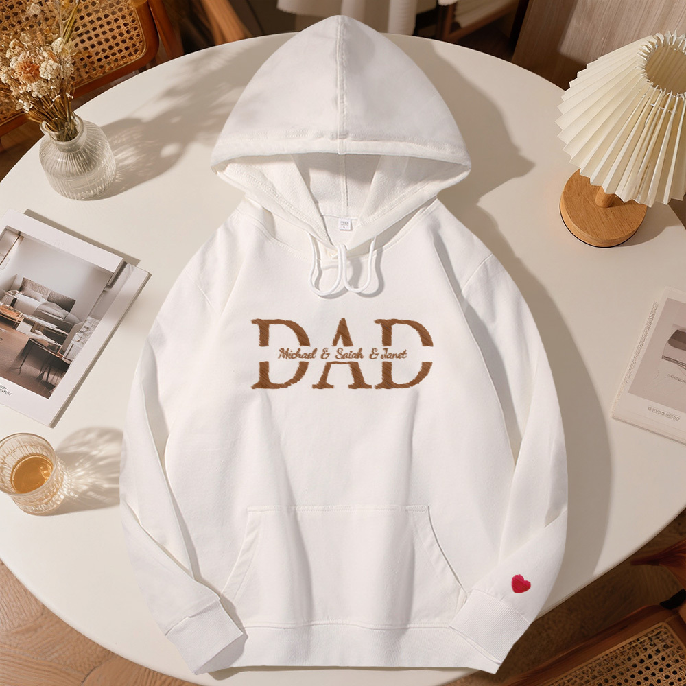 Custom Embroidered Dad And Kids Name Hoodie Father's Day Gifts
