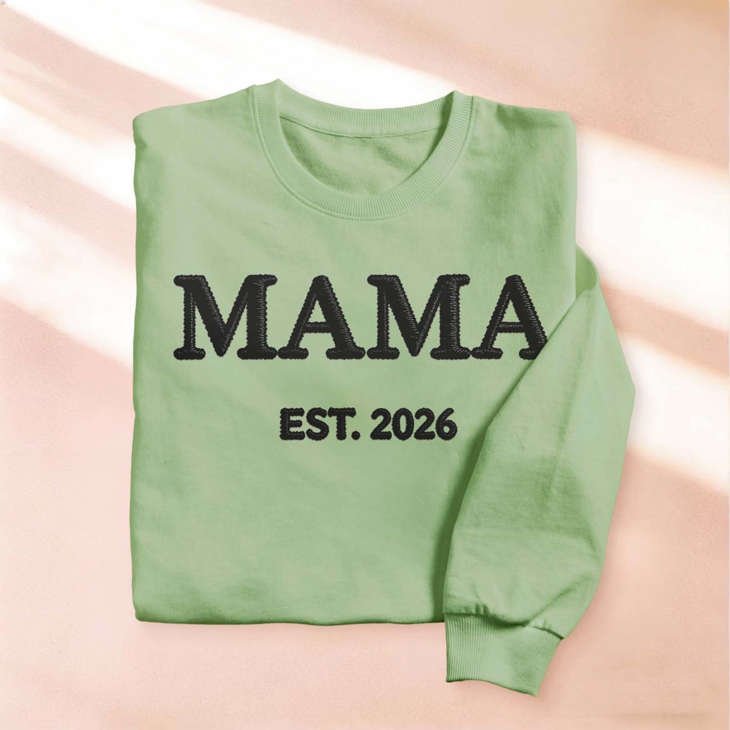 Personalized Mama Embroidered Sweatshirt, Custom Mom Embroidery Hoodie, New Mom Outfit, Pregnancy Reveal Clothing, Happy Mother's Day Gifts - MyFaceBoxer