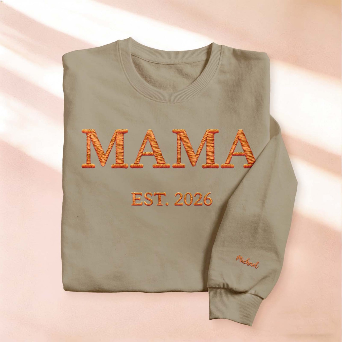 Personalized Mama Embroidered Sweatshirt, Custom Mom Embroidery Hoodie, New Mom Outfit, Pregnancy Reveal Clothing, Happy Mother's Day Gifts - MyFaceBoxer