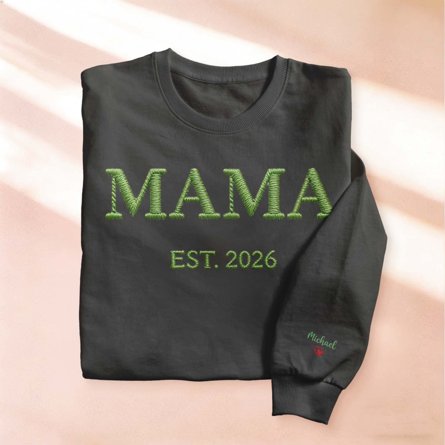 Personalized Mama Embroidered Sweatshirt, Custom Mom Embroidery Hoodie, New Mom Outfit, Pregnancy Reveal Clothing, Happy Mother's Day Gifts - MyFaceBoxer