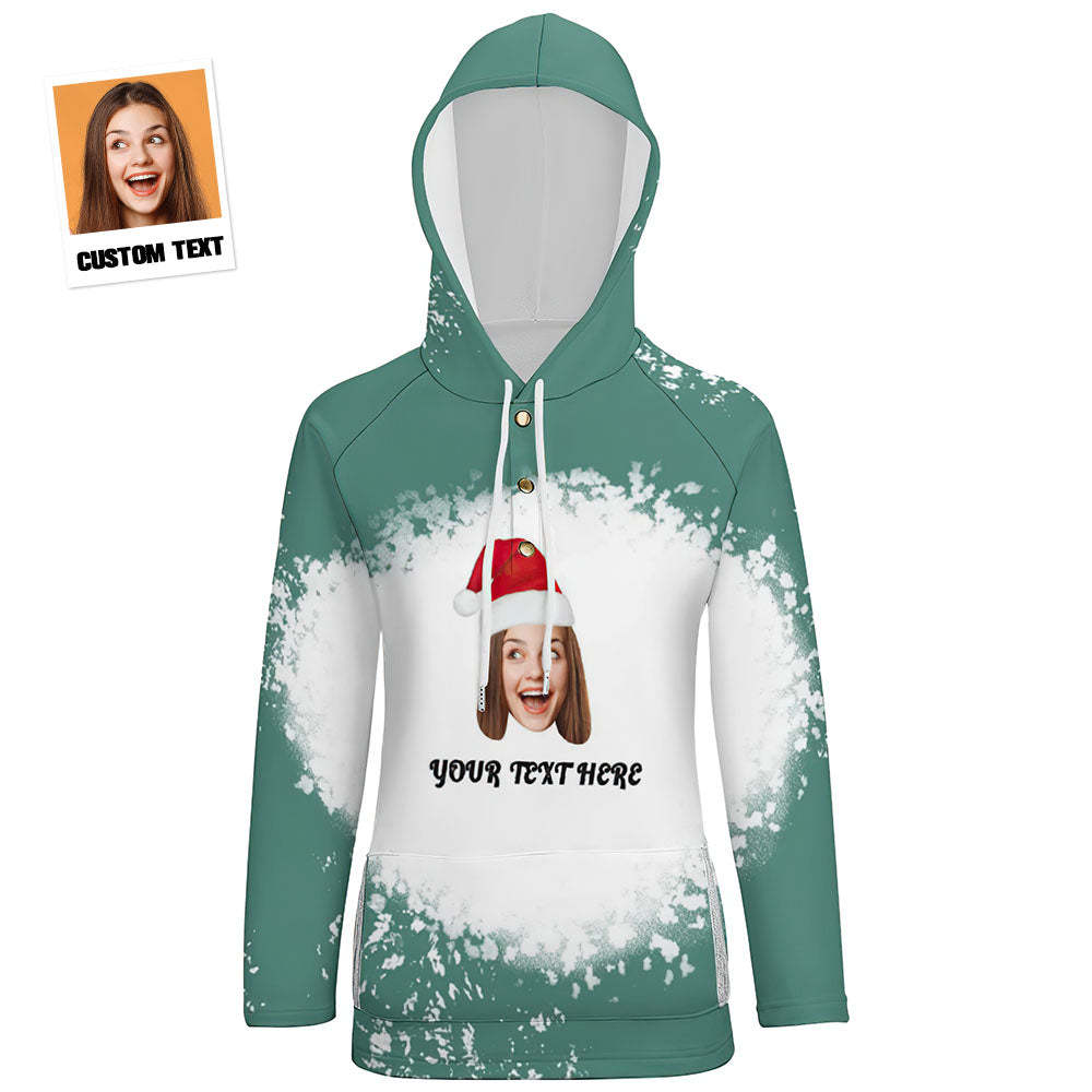 Custom Face and Text Merry Christmas Hoodies Personalized Christmas Gift for Women - MyFaceBoxer