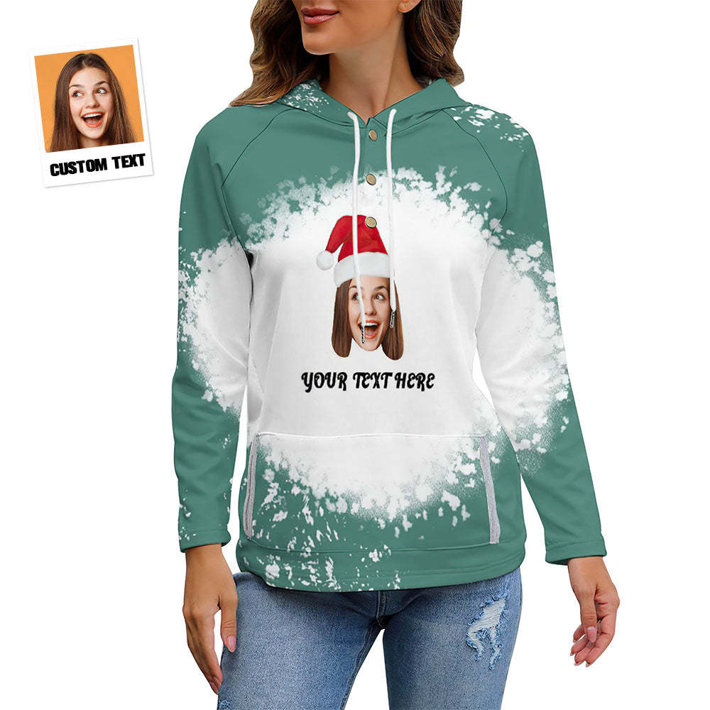 Custom Face and Text Merry Christmas Hoodies Personalized Christmas Gift for Women - MyFaceBoxer