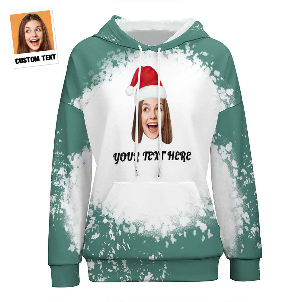Custom Face and Text Merry Christmas Drop Shoulder Hoodies Personalized Christmas Gift for Women - MyFaceBoxer