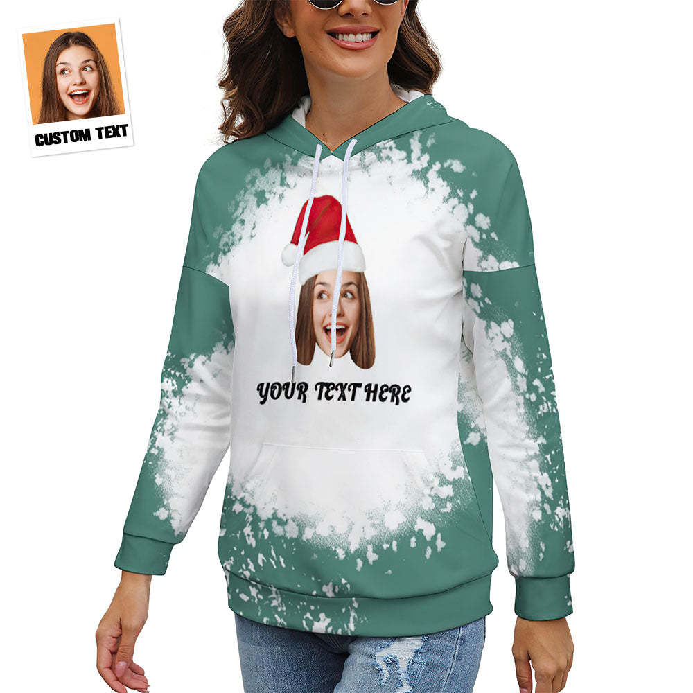Custom Face and Text Merry Christmas Drop Shoulder Hoodies Personalized Christmas Gift for Women - MyFaceBoxer