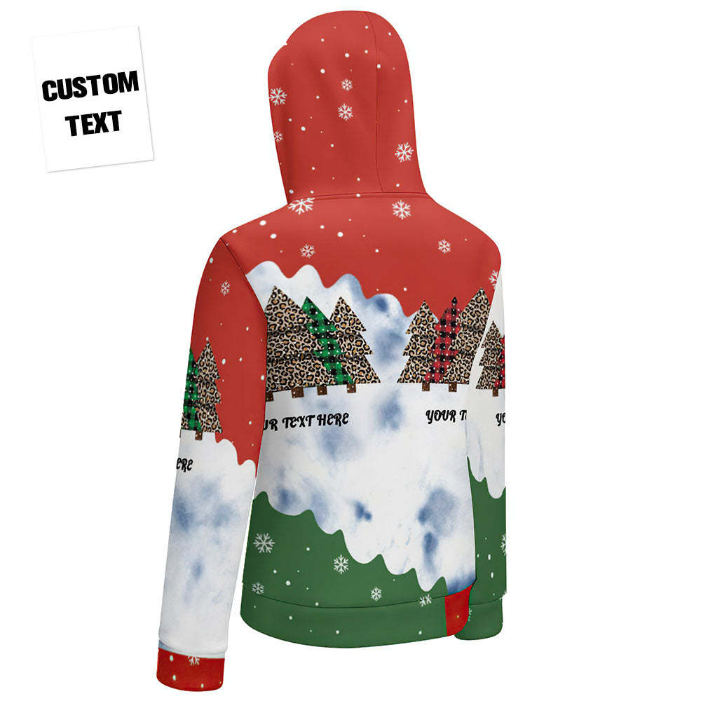 Women's Custom Text Christmas Tree Zip Up Hoodies Gift for Her - MyFaceBoxer