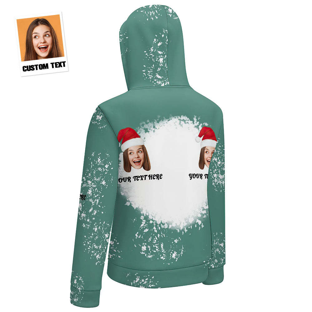 Custom Face and Text Merry Christmas Zip Up Hoodies Personalized Christmas Gift for Women - MyFaceBoxer