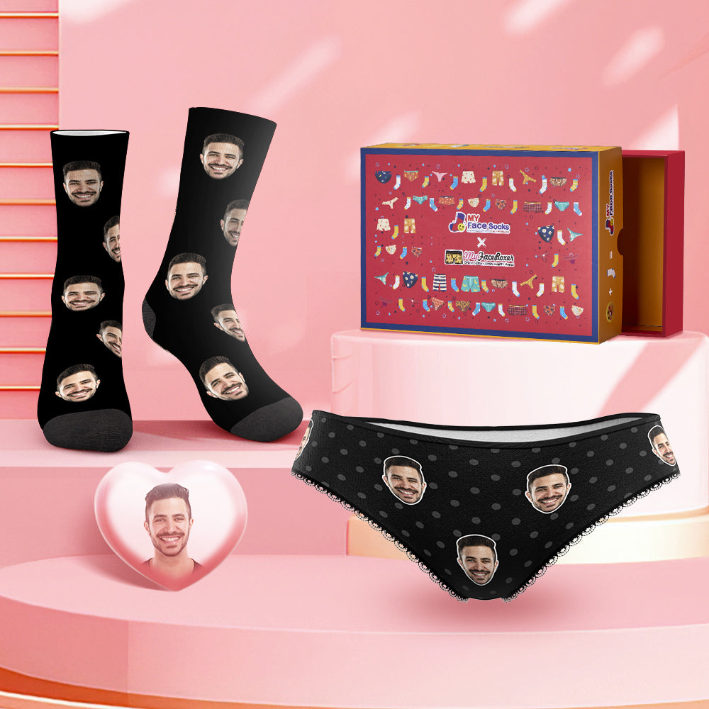 Custom Face Panties And Socks Set For Her Polka Dot Co-Branding Set - MyFaceBoxer