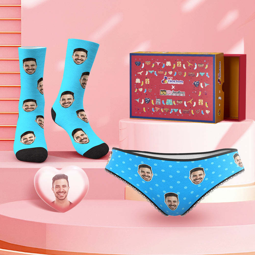 Custom Face Panties And Socks Set For Her Polka Dot Co-Branding Set - MyFaceBoxer