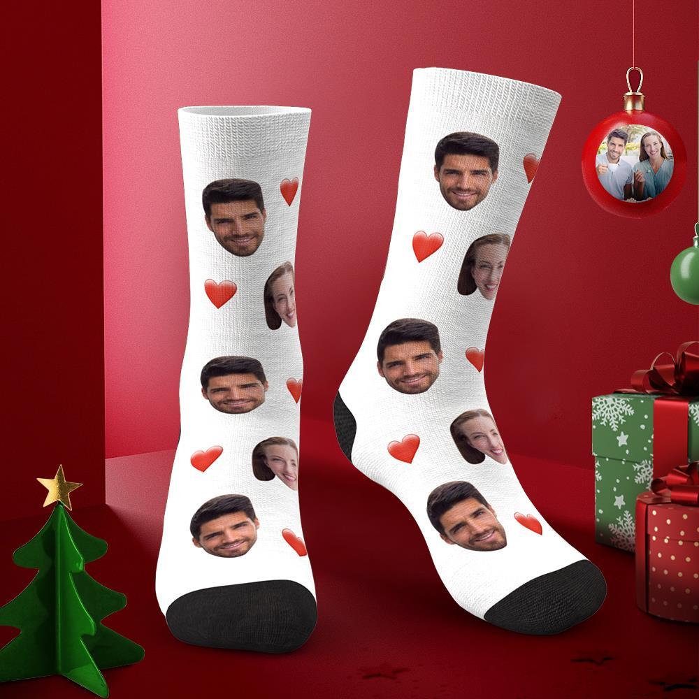 3D Preview Custom Face Heart Socks with Your Text Christmas Gifts - MyFaceBoxer