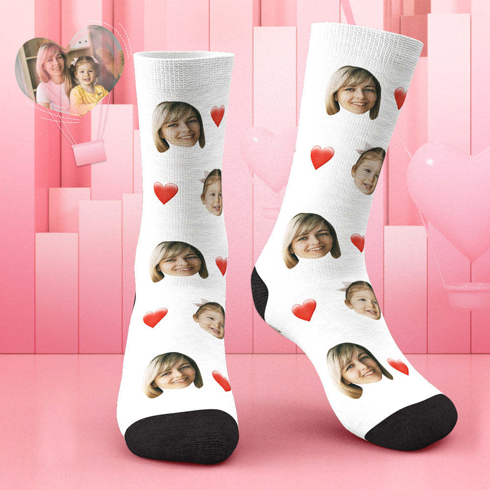 3D Preview Custom Face Heart Socks with Your Text Christmas Gifts - MyFaceBoxer