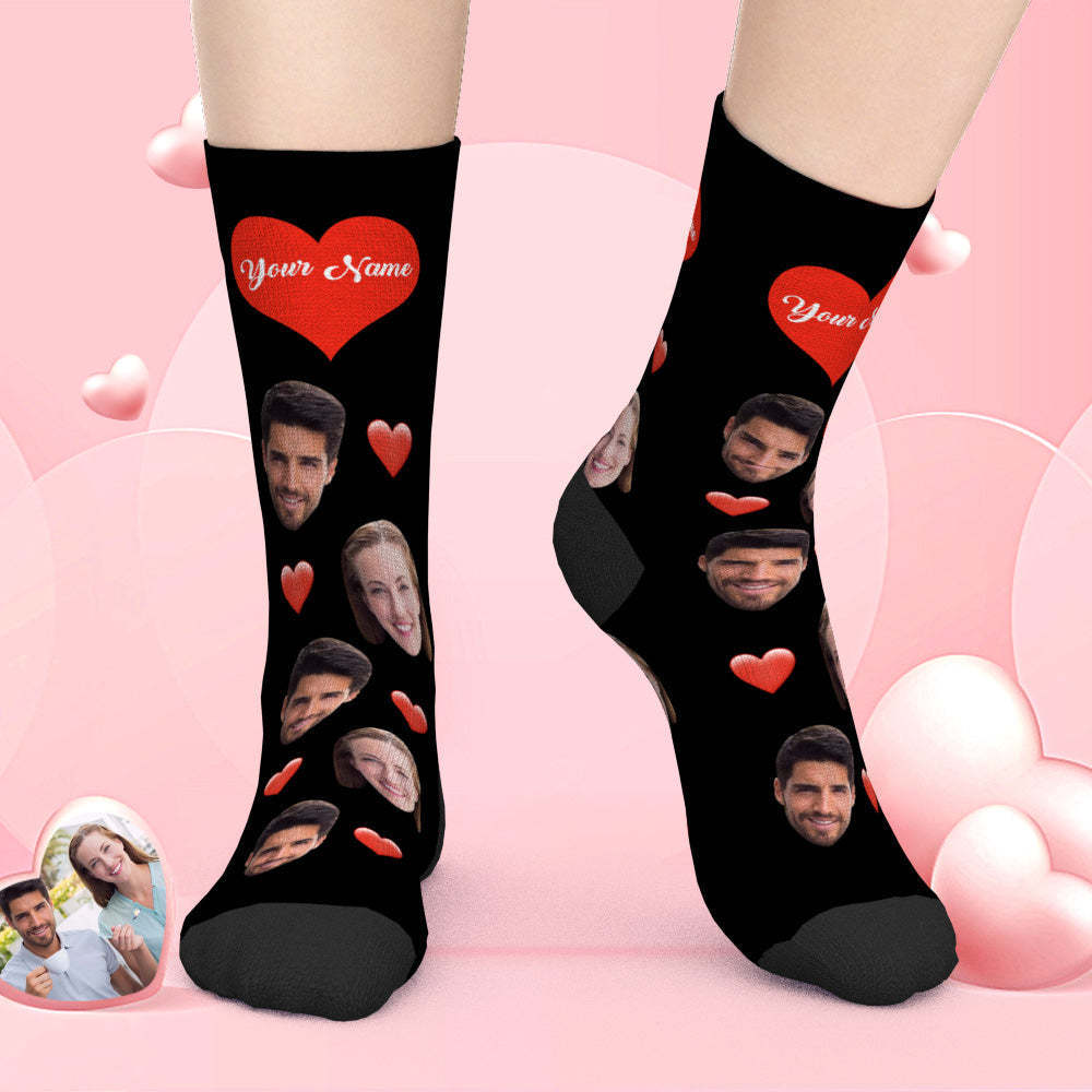 Custom Heart Crew Socks Funny Personalized Gift - MyFaceBoxer